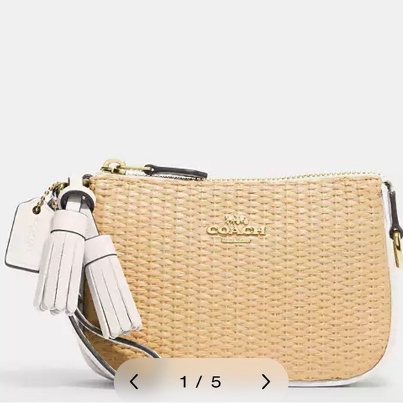 Coach Handbags - Coach Tan and White Woven Bag